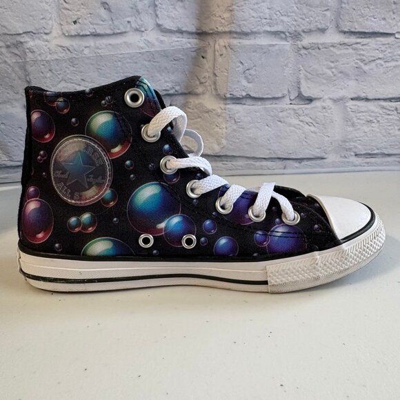 ✨ Converse Chuck Taylor All Star Youth High Tops | Iridescent Bubble Print | 3Y - Picture 7 of 11